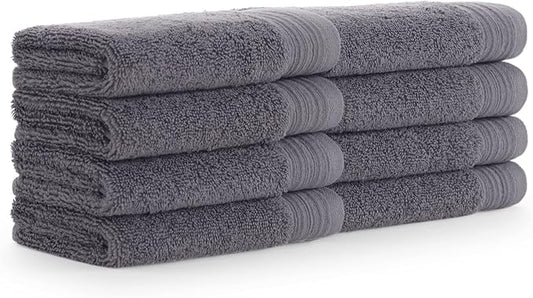 Aston & Arden Anatolia Turkish Wash Cloths - Pack of 8-100% Ring Spun Cotton, Soft Plush Absorbent, 600 GSM Low Twist Weave, Premium Towel for Hotel, Spa, Bathroom, 13 x 13 in, Pewter Grey