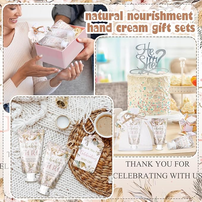 48 Sets Boho Baby Shower Hand Cream Gifts Baby Shower Party Favors for Guests Baby Girl Hand Cream Gift Bulk Travel Size Hand Lotion Set for Guest