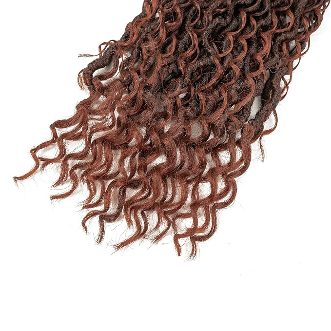 Aipin New Goddess Locs Crochet Hair 14 Inch Boho River Locs Hippie Locs Wavy Crochet With Curly Hair In Middle And Ends Braids Hair Extensions (8 Packs,14 inch, T350)