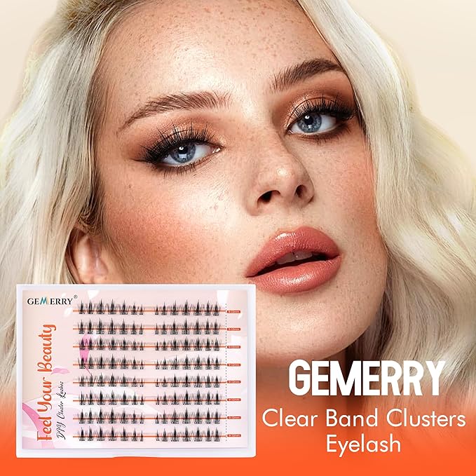 GEMERRY Lash Clusters Natural Eyelash Clusters Wispy Cluster Eyelash Extensions Lash Extension Clusters DIY at Home Cluster Lashes