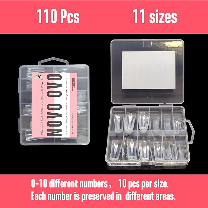 110 pcs Extra Super Long Duck Feet Nail Tips Half Cover for Press On Acrylic, Clear XXL XXXL Y2K Wide French Winter Flare Nail Soft Gel Extension for Salon DIY x 11 Sizes