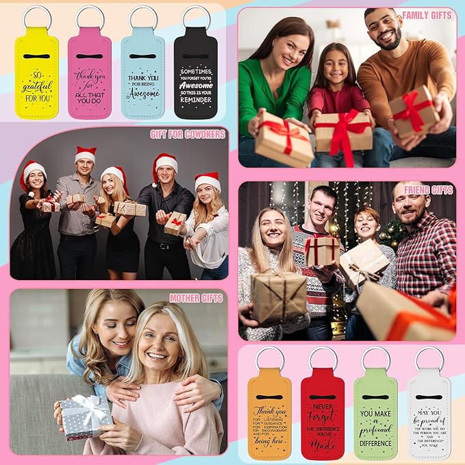 72 Pcs Lipstick Holder Bulk Lipstick Holder Keychain Thank You Inspirational Lip Gloss Pouch Portable(Bright Colors)