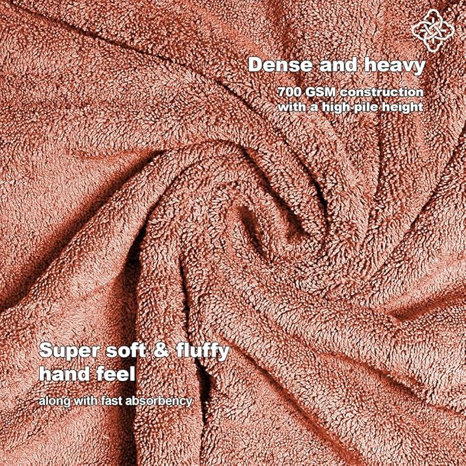 BIOWEAVES 100% Organic Cotton 700 GSM Luxury Wash Cloths GOTS Certified 13" x 13" Face Towel - Burnt Orange, Pack of 12