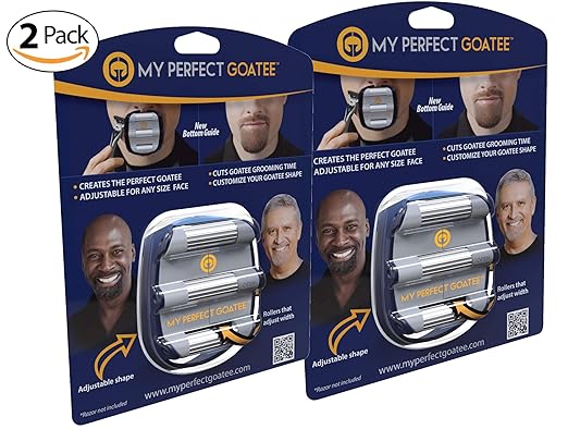 Mens Goatee Shaving Template - Create Perfectly Shaped Beards Every Time - Adjustable, Reduces Shaving Time - Shape Van Dyke, Circle Beard, Version 1.1 (2-pack)