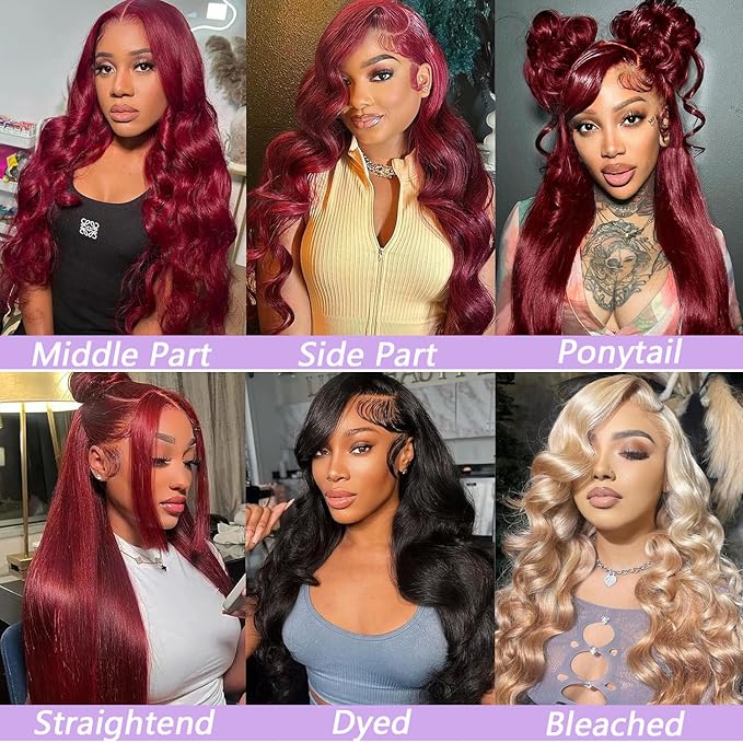 20 Inch 99J Burgundy Lace Front Wigs Human Hair 13x6 Lace Front Wigs Human Hair Body Wave HD Transparent with Baby Hair Red Wine Glueless Lace Front Wigs Human Hair Wigs for Women 180 Density