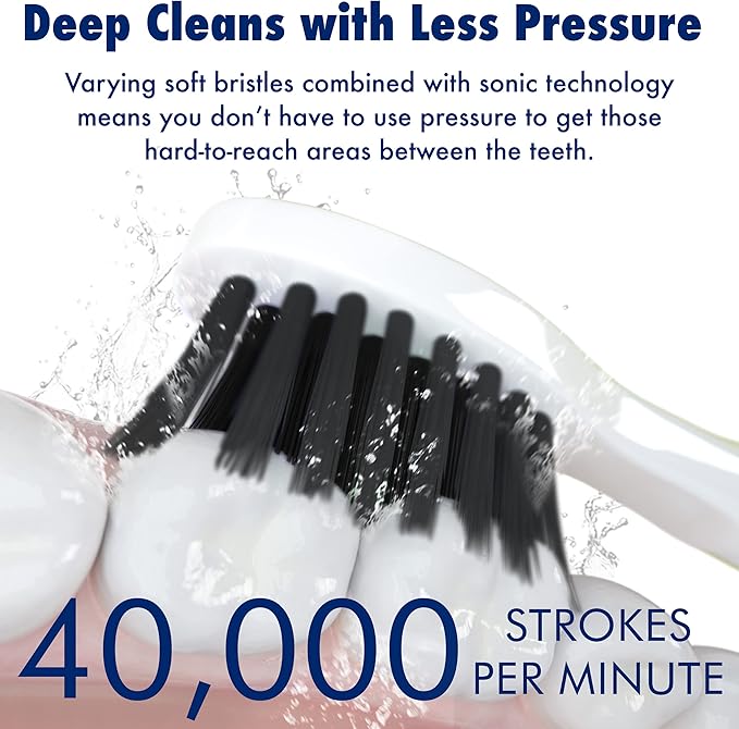 Solo Sonic 3 Brushing Modes Toothbrush with Smart Timer, Rechargeable Charging Dock | Electric 1 Interdental and 2 Tooth Brush Heads Toothbrush Includes Replacement of Heads, White