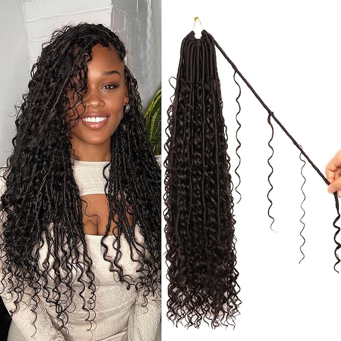 8 Packs Goddess Faux Locs Crochet Hair-24 Inch Boho Soft Locs Crochet Hair for Black Women (#2, 24 Inch(Pack of 8))