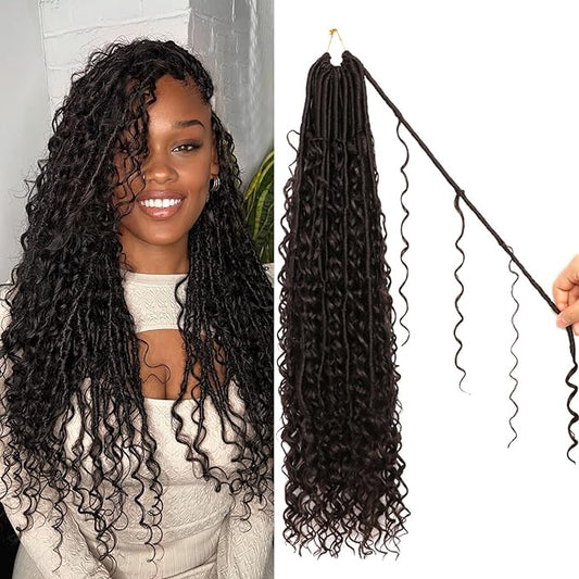 8 Packs Goddess Faux Locs Crochet Hair-24 Inch Boho Soft Locs Crochet Hair for Black Women (#2, 24 Inch(Pack of 8))