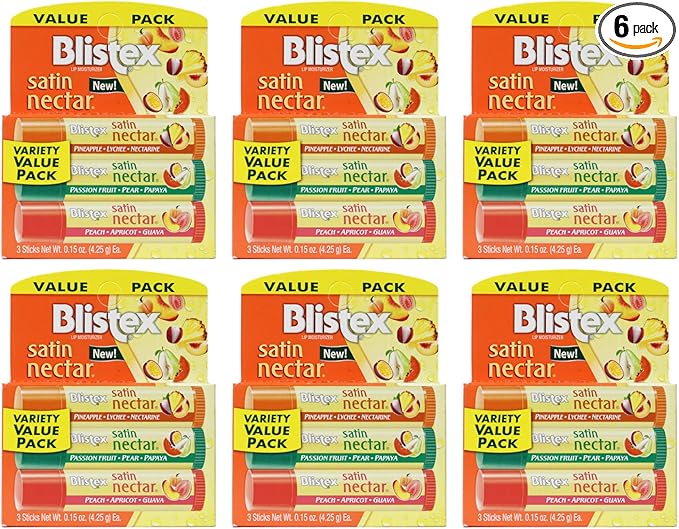 Blistex Satin Nectar Lip Moisturizer Variety Value Pack 0.15 Ounce Each (6 Pack)
