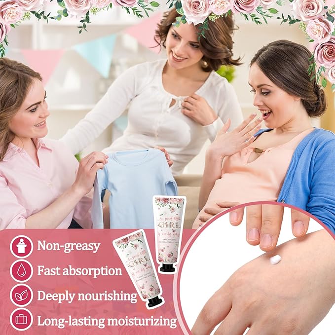 48 Sets Baby Shower Hand Cream Party Favors for Guests Gift Bulk Travel Size Hand Lotion Set for Baby Shower Wedding Christmas(Girl)