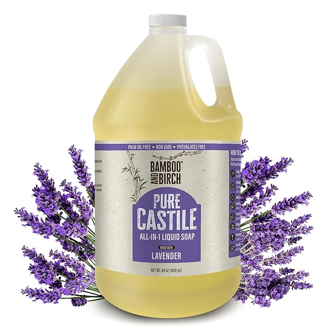 Pure Castile Soap Liquid Organic, Certified Palm Oil Free Natural Soap, Lavender, 64 oz