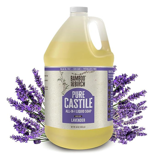 Pure Castile Soap Liquid Organic, Certified Palm Oil Free Natural Soap, Lavender, 64 oz