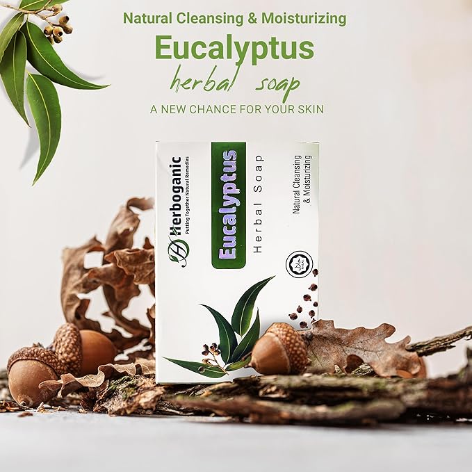 Eucalyptus Herbal Soap | Pack of 6 of 5oz soap Bar | Ideal for Men and Women, Soothing and Nourishing Soap for Moisturization
