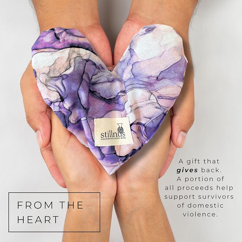 Handmade Heart-Shaped Eye Pillow - Organic Lavender & Flax Seed, Weighted for Hot/Cold Therapy | Holiday & Christmas Gift for Mom, Teachers, & Women (Pink & Purple)