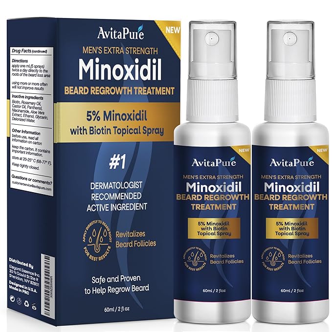 Minoxidil Beard Growth Oil: Minoxidil For Men Beard Infused With Biotin, Extra Strength Minoxidil 5% Beard Growth Serum to Grow Beard & Mustache Fast