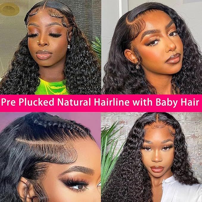 5x5 Hd Lace Closure Wigs Human Hair Water Wave 5x5 Lace Closure Wig Human Hair 180% Density Wet and Wavy Curly Wig Pre Plucked Glueless Wigs 22 Inch