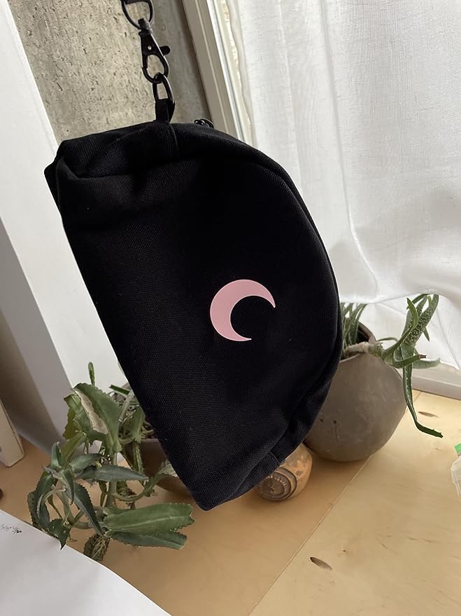 Brando Moon Smell Proof Makeup Bag with Moon - Carbon Neutralizing Fabric - Air Tight Zippers (Black)