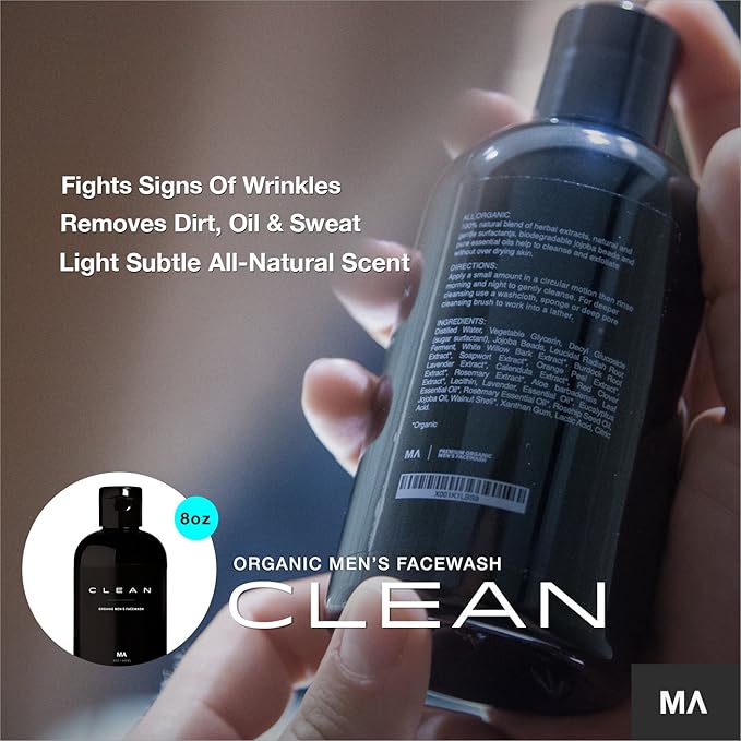 Minamul Mens Face Wash - Exfoliating Organic Foaming Scrub | Daily Deep Facial Cleanser for Acne | Safe for Oily, Dry, Combo or Sensitive Skin Types | Light Scent | Anti-Agin