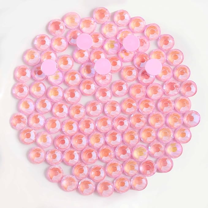 Beadsland 1440pcs Flat Back Crystal Rhinestones Round Gems for Nail Art and Craft Glue Fix, Luminous Pink, SS10,2.7-2.9mm