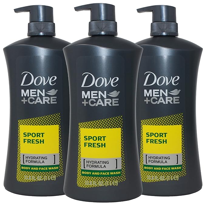 Dove Men+Care Sport Fresh Body Wash for Men, Hydrating Formula, 33.8 Ounce Pump Bottle (Pack of 3)