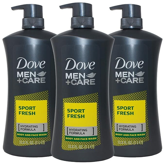 Dove Men+Care Sport Fresh Body Wash for Men, Hydrating Formula, 33.8 Ounce Pump Bottle (Pack of 3)