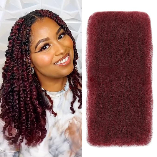 BLL Afro Kinkys Bulk Human Hair-100% Human Hair for Mini Twist Braiding Dreadlock Loc Extensions Afro Kinky Curly Hair Bulk Black Color (99J, BLL-AFROBULK-20-99J)