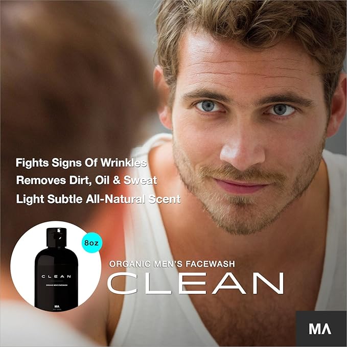 Minamul Mens Face Wash - Exfoliating Organic Foaming Scrub | Daily Deep Facial Cleanser for Acne | Safe for Oily, Dry, Combo or Sensitive Skin Types | Light Scent | Anti-Agin