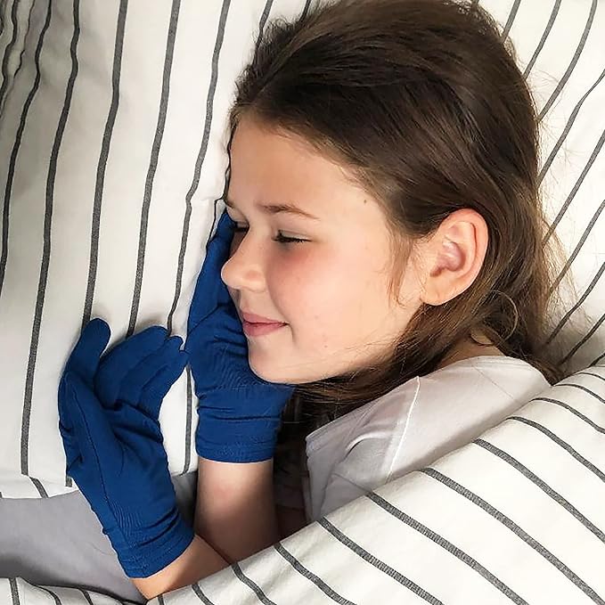 Bamboo Gloves for Eczema, Kids Age 6-8, Dry Hands, Moisturizing Gloves for Children Overnight, 3 Pairs