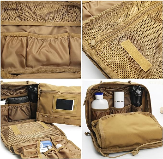 SMONT Tactical Toiletry Bag for Men, 9.5" Hanging Dopp Kit Shaving Hygiene Bag for Traveling Bathroom