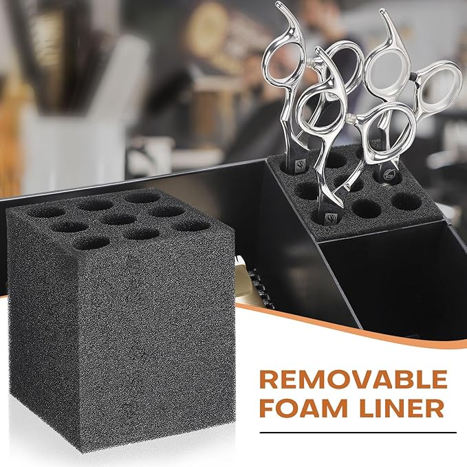 Barber Station Organizer Tray, Barber Clipper Organizer for Trimmers, Razors, Scissors, Combs & Brushes, Multi-Compartments Barbershop Salon Countertop Tray for Hairdressing Tool, Non-slip Mat