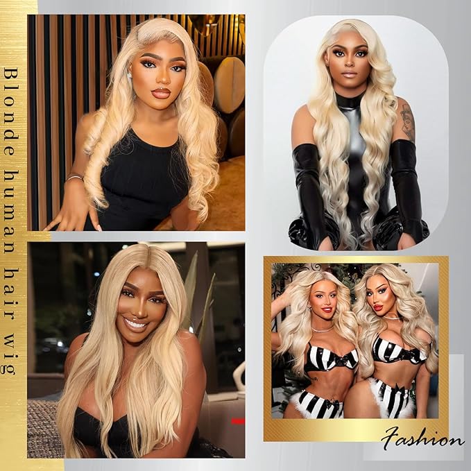 613 Lace Front Wig Human Hair 200 Density Blonde Wig Human Hair Blonde 13x6 HD Lace Front Wigs Human Hair Pre Plucked 613 Body Wave Lace Frontal Wigs 24 Inch