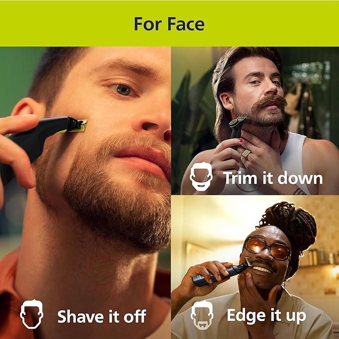 Philips Norelco OneBlade 360 Pro Face + Body Electric Beard Trimmer, Shaver & Bodygroomer, with 360 Blade Technology, 2X 360 Blade, 20-Length Adjustable Comb, Body Kit, & Travel Case, QP6552/90