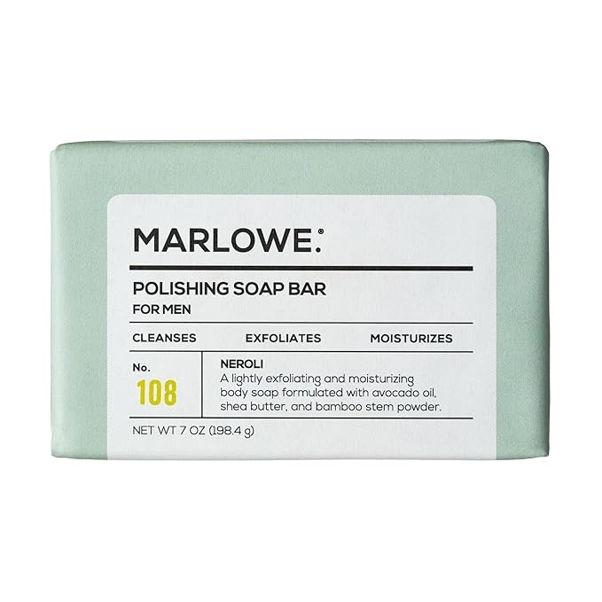 No. 108 Polishing Soap Bar, 7oz, Lightly Exfoliating, Moisturizing & Cleansing Bar Soap for Men, Made with Natural Ingredients