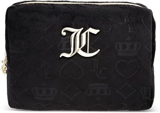 Juicy Couture Women's Cosmetics Bag - Travel Makeup and Toiletries Clutch Wedge Pouch, Black