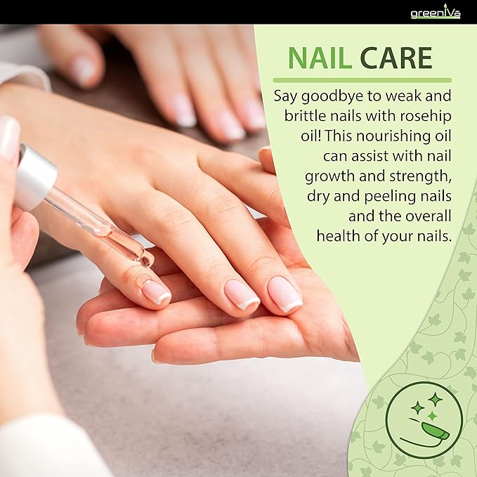 GreenIVe Rosehip Oil Rosa Canina 100% Pure Cold Pressed Virgin Oil Glass Dropper Easy Application (2 Fl Oz)