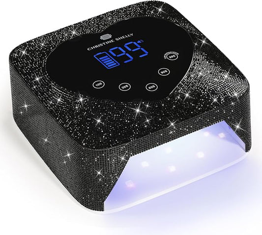 UV LED Nail Lamp 72W Rechargeable Sparkly Wireless Nail Dryer Gel Polish Light with 5 Timer Setting Professional Quick Dry Curing Lamp with Display Auto Sensor for Salon & Home, Black