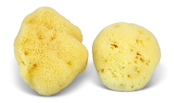 Premium Natural FINA Silk Sponges - 2pc, 4"- 4.5" Luxury Soft on Skin fine pored sea Sponge from The Mediterranean, Perfect for Make up, Facial Cleansing & Bathing