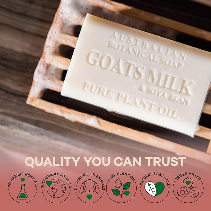 Australian Botanical Goat Milk Soap, 6.6 OZ Bars Eucalyptus, Sandalwood, Coconut, Oat Milk, Aloe Vera, Lemongrass, and Tea Tree, Goat Soap Enriched with Organic Shea Butter, Variety Pack of 8