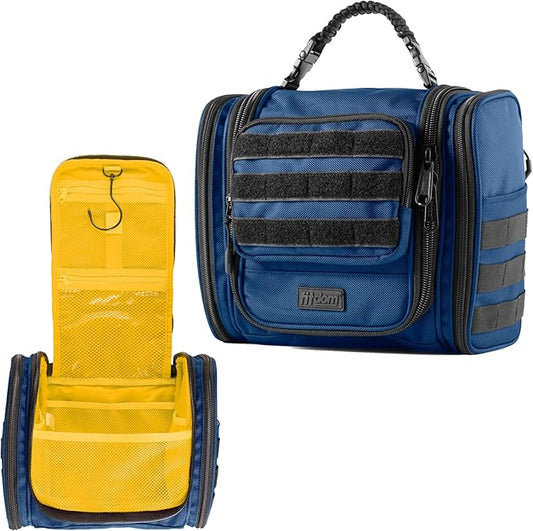 Fitdom Tactical Hanging Toiletry Bag Dopp Kit For Men & Women. Perfect For Travel & Storage for Cosmetic, Clipper, Toothbrush, Shower, Shaving & Grooming Care. Best Overnight Toiletries Organizer Case