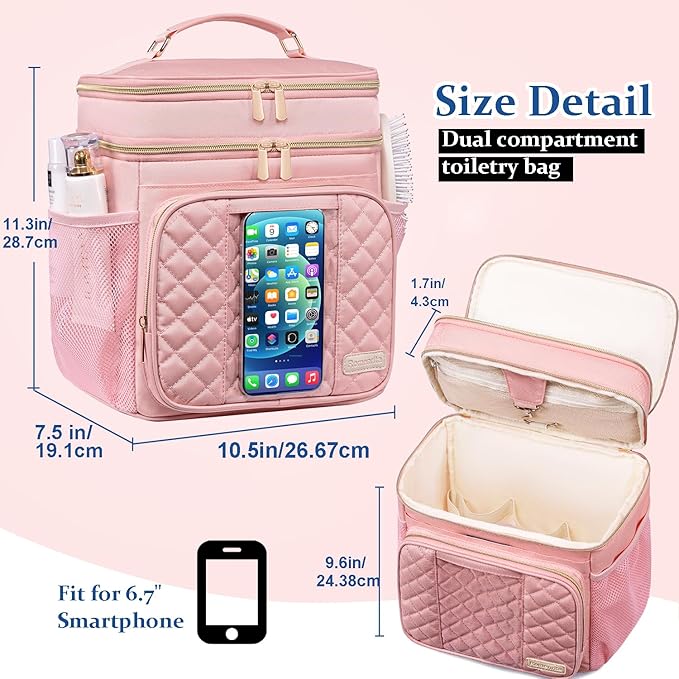 Large Toiletry Bag for Women Men,Waterproof Portable Shower Caddy for College Dorm,Bathroom Bag, Quick Dry Shower Bag Hanging Toiletry Bags for For Full Sized Toiletries And Cosmetics