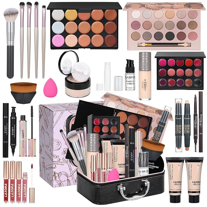 All-in-One Makeup Kit - Multi-Purpose Eyeshadow Palette, Concealer & Foundation - Portable Women's Full Makeup Kit