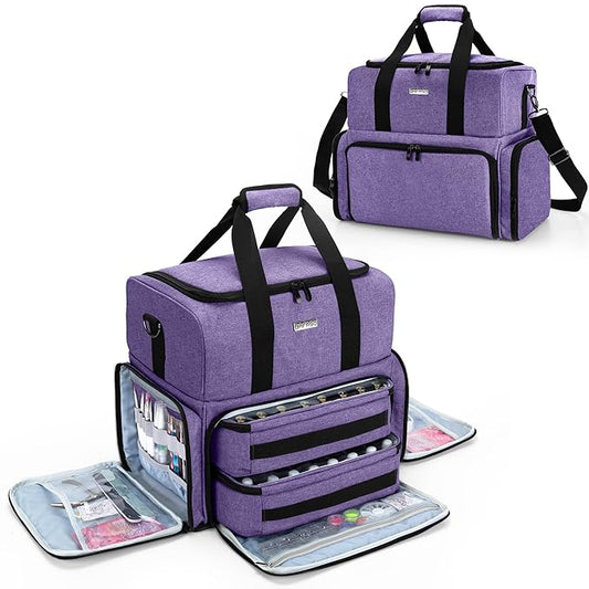 BAFASO Nail Polish Organizer Holds 80 Bottles (15ml - 0.5 fl.oz) and a UV Nail Lamp, Nail Polish Case with 2 Removable Pouches and Manicure Tools Storage Sections (Patented), Purple