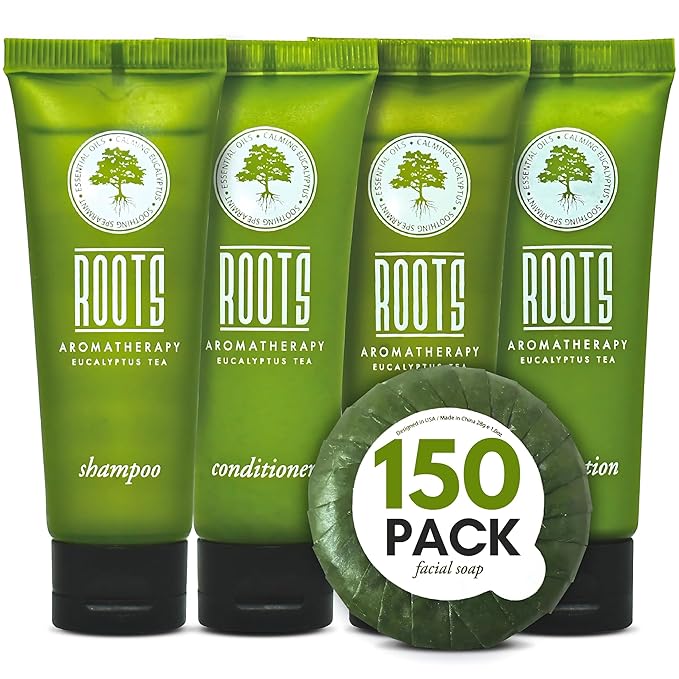Airbnb Shampoo Conditioner Body Wash Lotion & Soap (150 PK , 1 oz each), Guest Bathroom Essentials Travel Size Toiletries Bulk Mini Sets Hygiene Kits Bar Soaps Air Bnb Toiletry