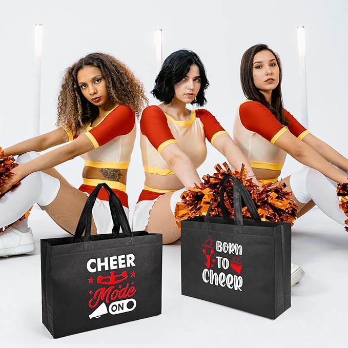 Olgaa 48 PCS Cheerleader Gifts: 24 PCS Cheer Bags & 24 Black Cheer Keychains