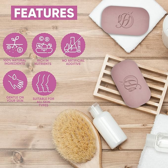 Ginger Extract, Cornstarch and Rose Water Herbal Soap | Pack of 6 of 5oz soap Bar | Ideal for Men and Women, Soothing and Nourishing Soap for Moisturization