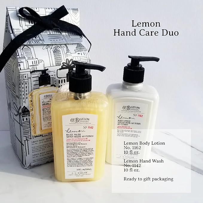 C.O. Bigelow Apothecary Duo - Lemon Hand Care, Hand Soap & Lotion Gift Set of Two - Skin Care for Dry Skin with Moisturizing Lotion & Liquid Hand Wash - 10fl oz Each