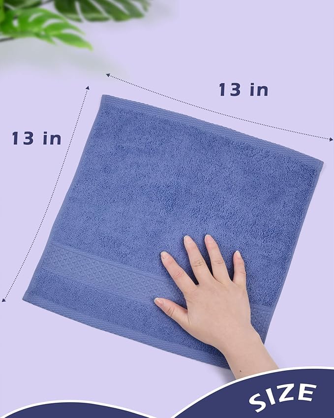 Cleanbear Wash Cloths 12 Pack for Body and Face, Bulk Wash Cloth with Assorted Colors Soft Washcloths 13 by 13 Inches (12 Pieces 6 Colors)