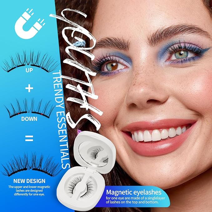 SOFT MAGNETIC EYELASHES with Applicator and Setting Gel，Magnetic Eyelashes with Natural Look，Reusable， No Glue Needed, Easy to Apply，Waterproof, Lightweight, Suit for Natural Makeup