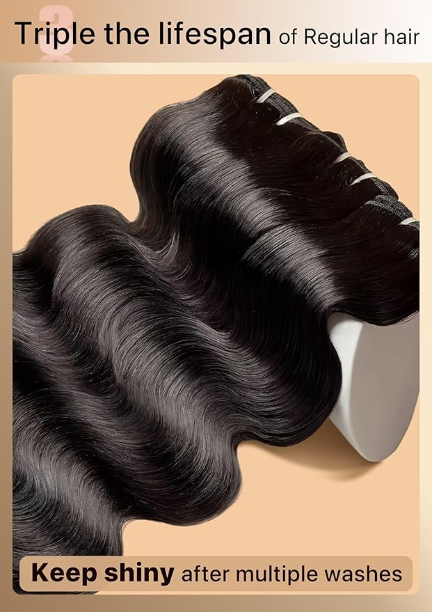 TRIIPPY Raw Cambodian Human Hair Single Bundles,Body Wave Bundles Human Hair,Triple Lifespan Than Regular Virgin Hair,The Same Quality As Boutique Stores,No.1 Raw Hair Brand On Amazon(28 Inch)