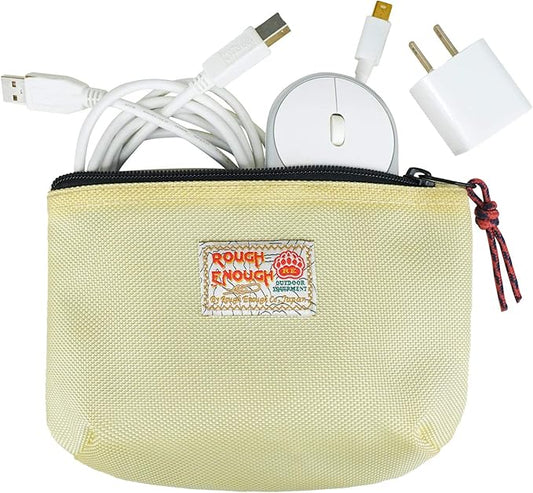 Rough Enough Small Tech Organizer Travel Case for Electronics & Cords - Cable Storage Bag Off White